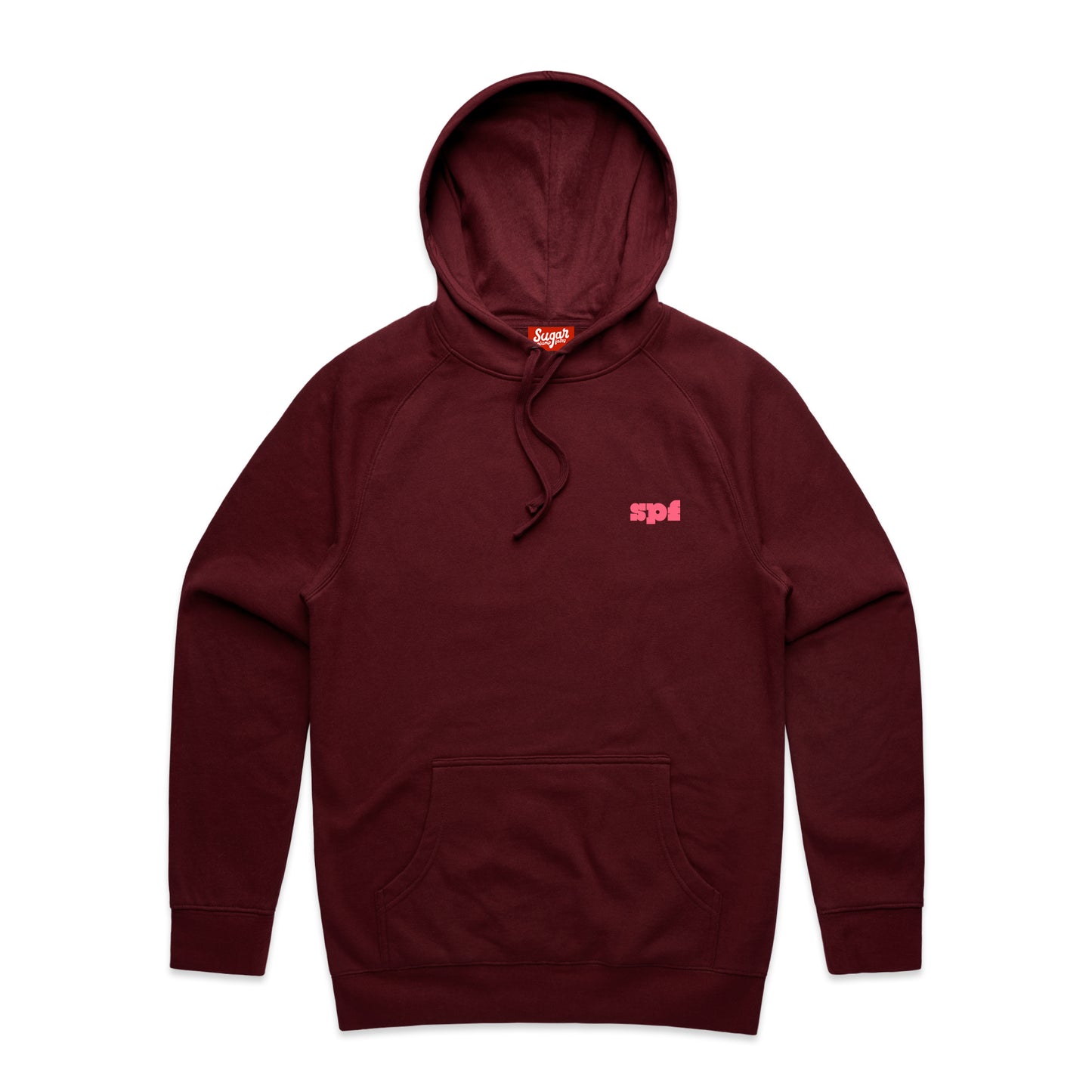 BURGUNDY Bit Fit Bit Fat Hoodie (Pink print) by Sugar Plump Fairy
