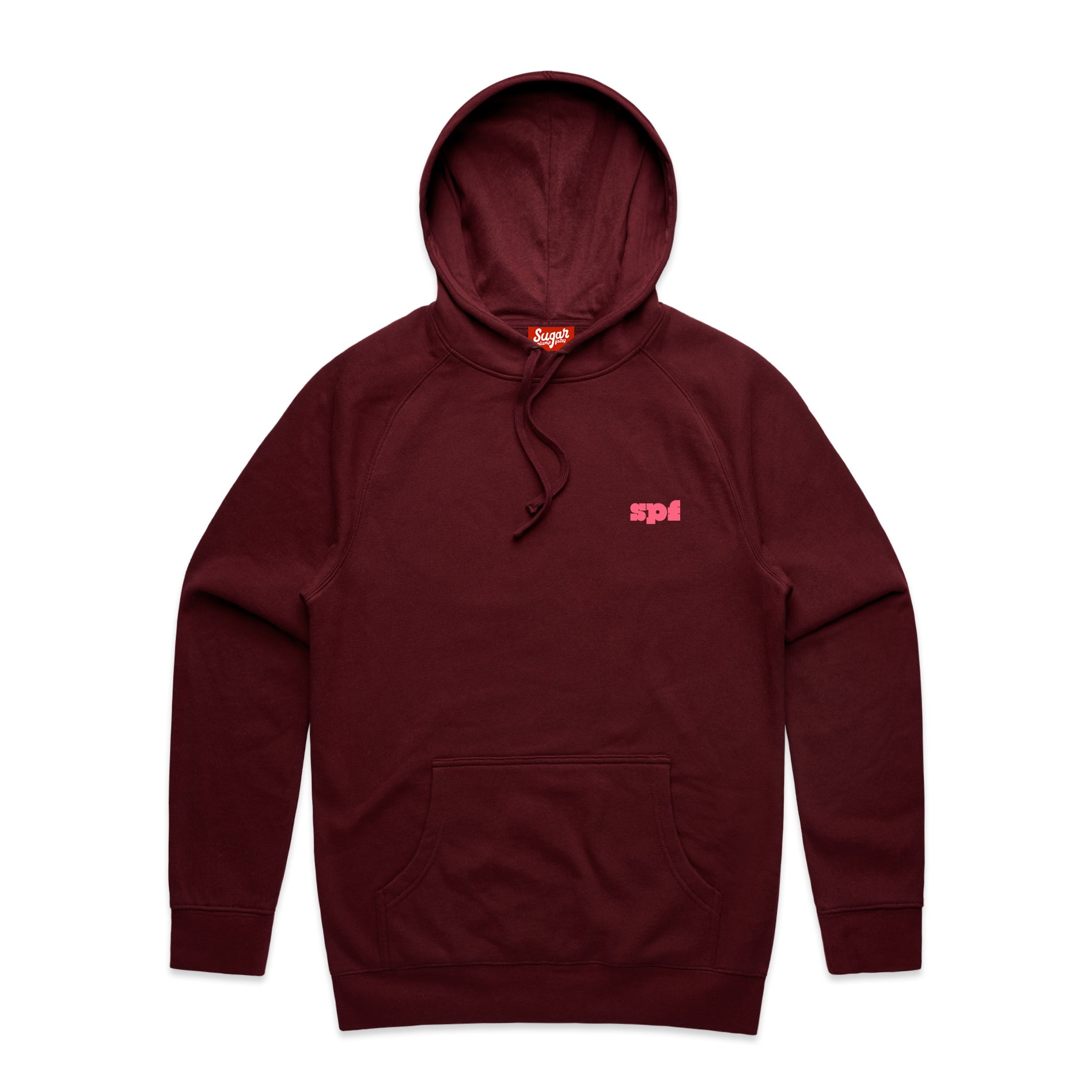 BURGUNDY Bit Fit Bit Fat Hoodie (Pink print)  by Sugar Plump Fairy