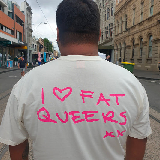 I Heart Fat Queers (Hot Pink on Natural)