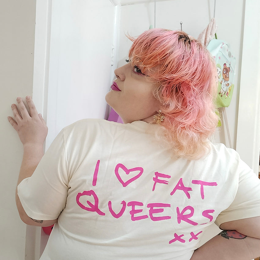 I Heart Fat Queers (Hot Pink on Natural)